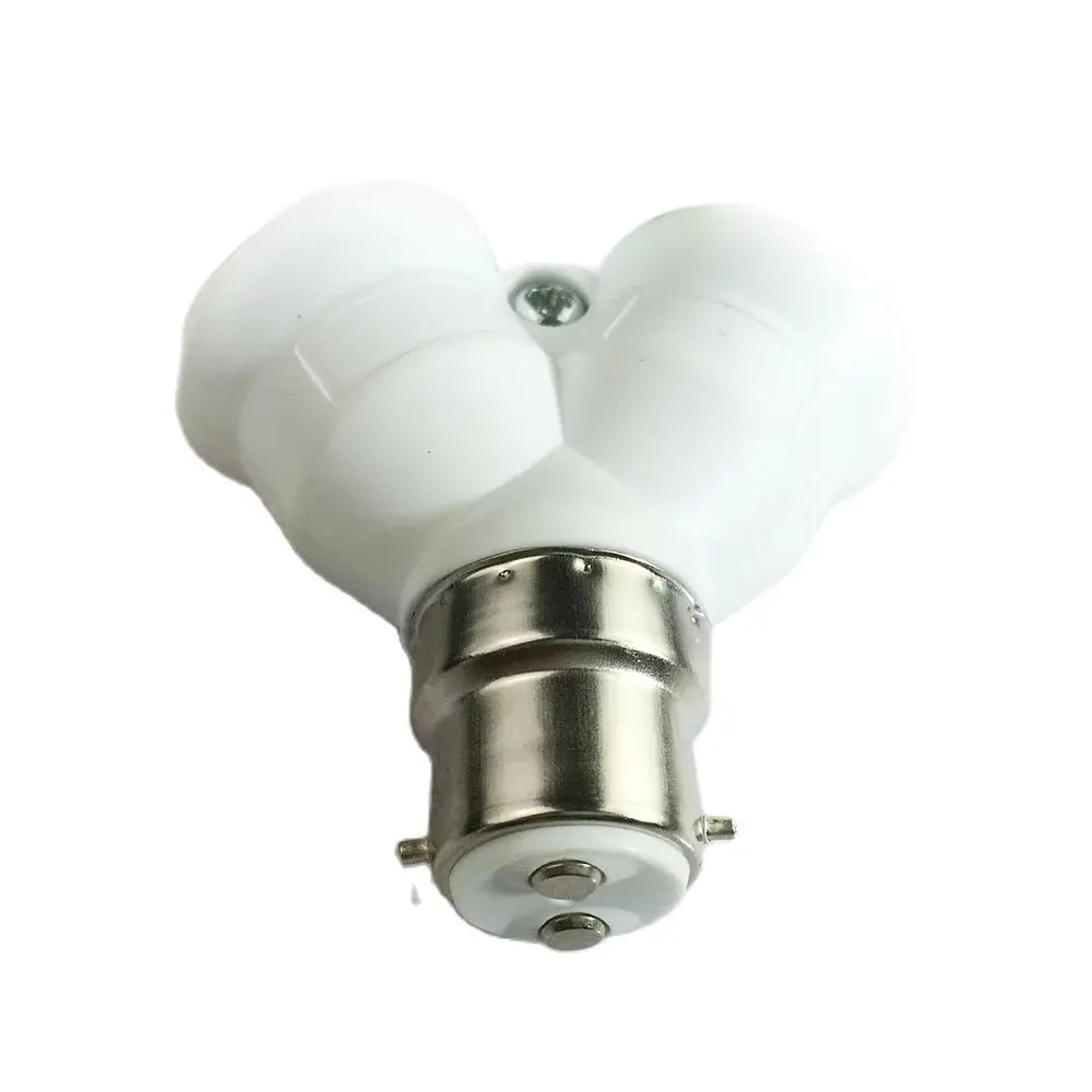 1pcs B22 to 2E14 Bulb Holders 2 Way E14 Lamp Base Extension Plastic Lampholder Socket Adapter Converter White