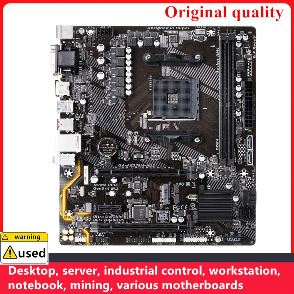 

For GA-AB350M-HD3 AB350M-HD3 Motherboards Socket AM4 DDR4 32GB For AMD B350 Desktop Mainboard SATA III USB3.0