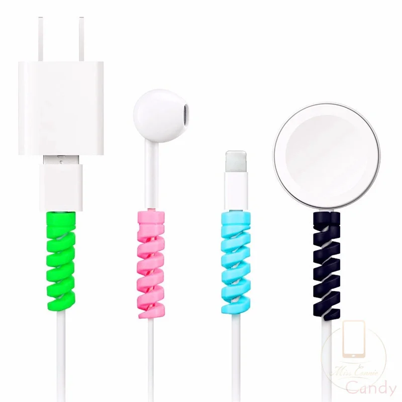 Universal Silicone Cable Protector Data Cord Spiral Winder Wire Line Cable Organizer for Charge Cable Protective Case Cover