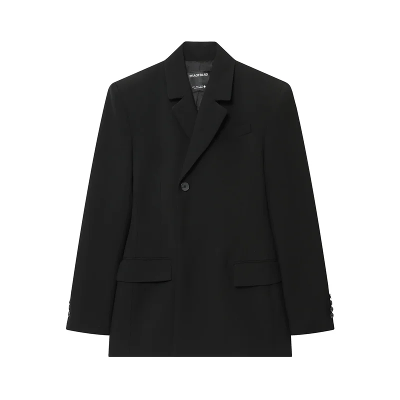 Casaco feminino 2025 outono novo estilo preto manga longa fino terno minimalista jaqueta casual deslocamento elegante casaco feminino