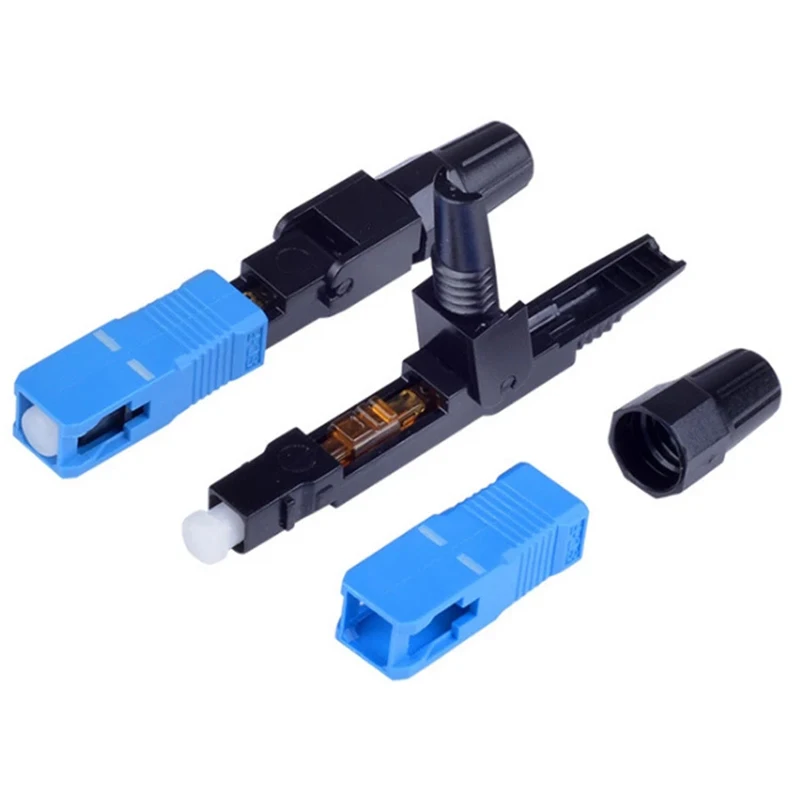 10Pcs/Bag Embedded SC UPC Fiber Optic Fast Connector FTTH SM Fiber Optic SC Quick Connector SC Adapter Field Assembly