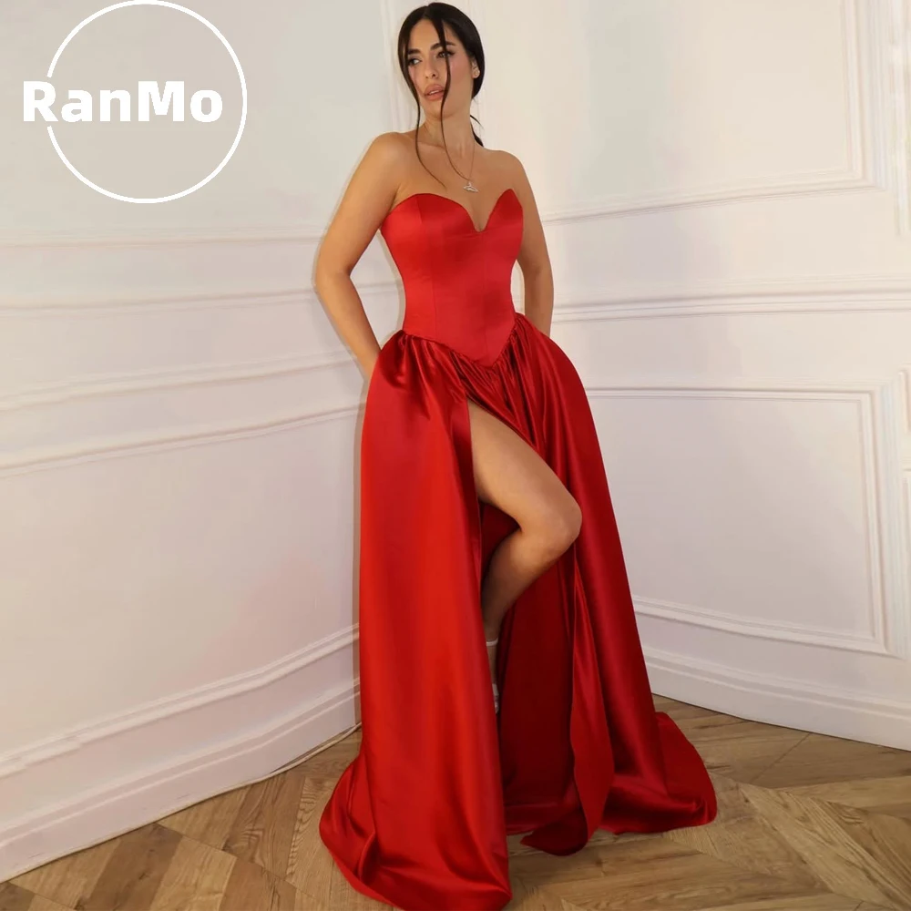 

Ranmo Side Slit Red Evening Dress Sweetheart Satin Dress Party Night Women 2026 Vibrant Vestidos De Fiesta Elegantes Customized