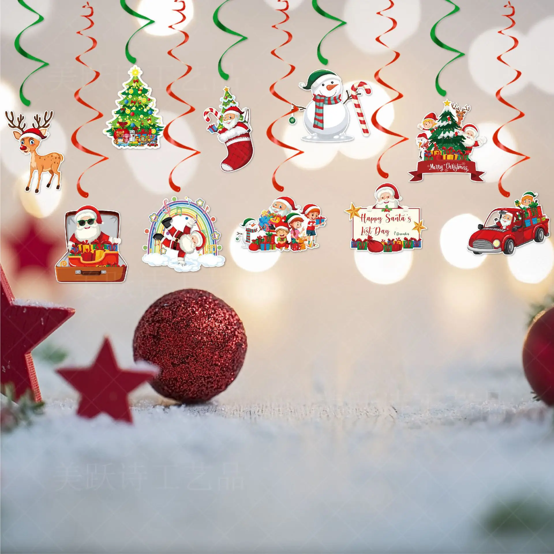 10 قطع عيد الميلاد حزب الديكور دوامة الغزلان ثلج عيد الميلاد الشتاء السنة الجديدة تزيين مُثبت #4