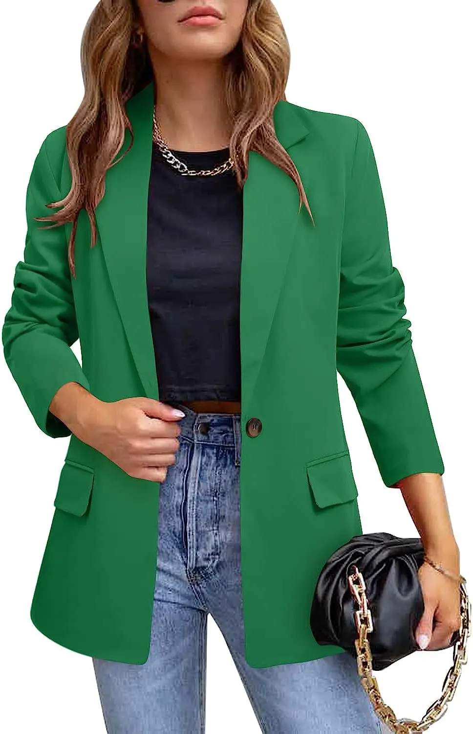 Damen Freizeit anzug 2023 Herbst Winter neue Jacke Temperament pendeln einfarbig abnehmen ein Knopf Tops