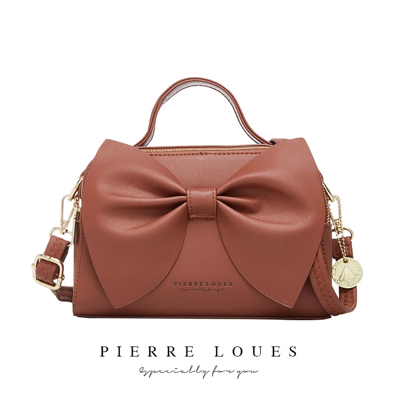 Diaper Bags New Women's Bag Korean Edition Bow Handheld Shoulder Bag Versatile Autumn/Winter Fashion Light Luxury Commuter Bag