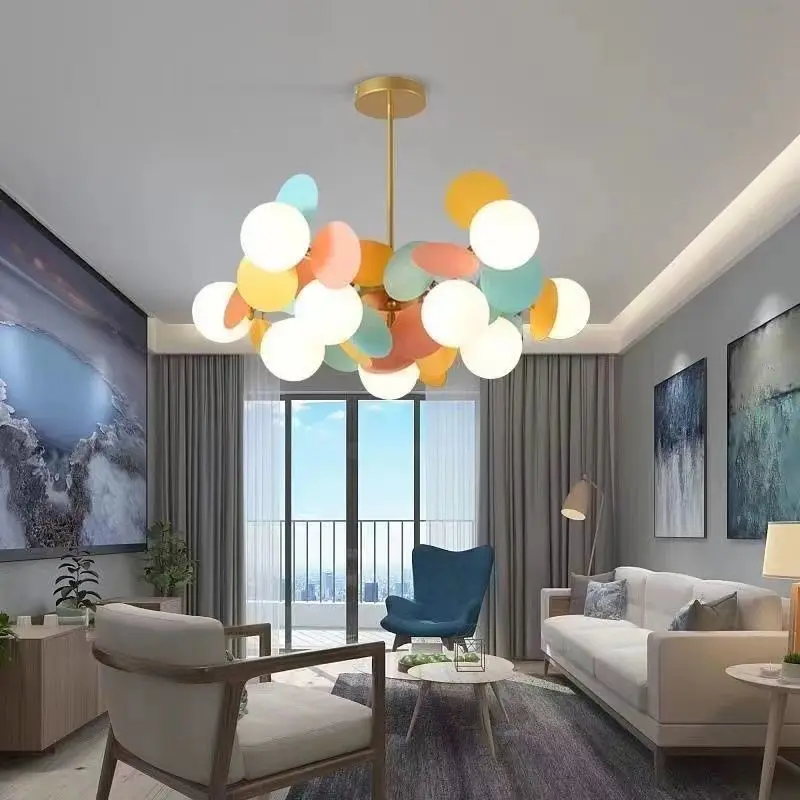 

Living Room Chandelier Nordic Simple Modern LED Bedroom Ceiling Light Children's Girl Room Light Creative Personalized Lamp