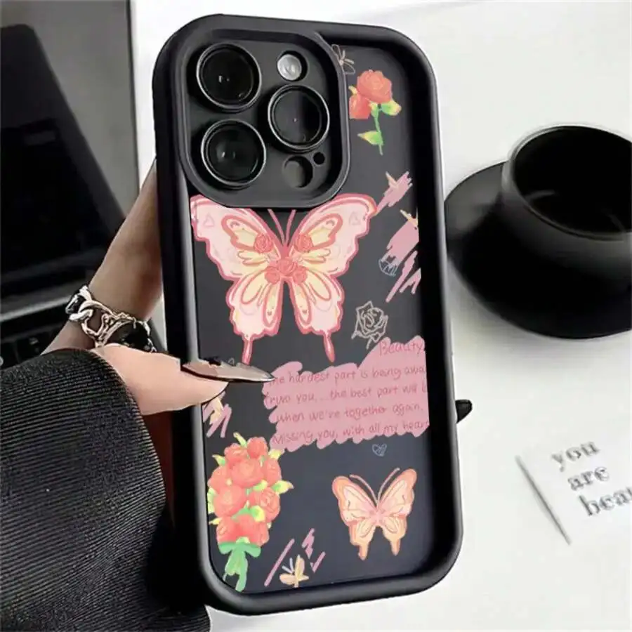 

Retro Butterfly Phone Case For iPhone 15 Pro Max 14 Pro 13 Pro Max Anti-Fall Scratch Resistant Holiday Gift