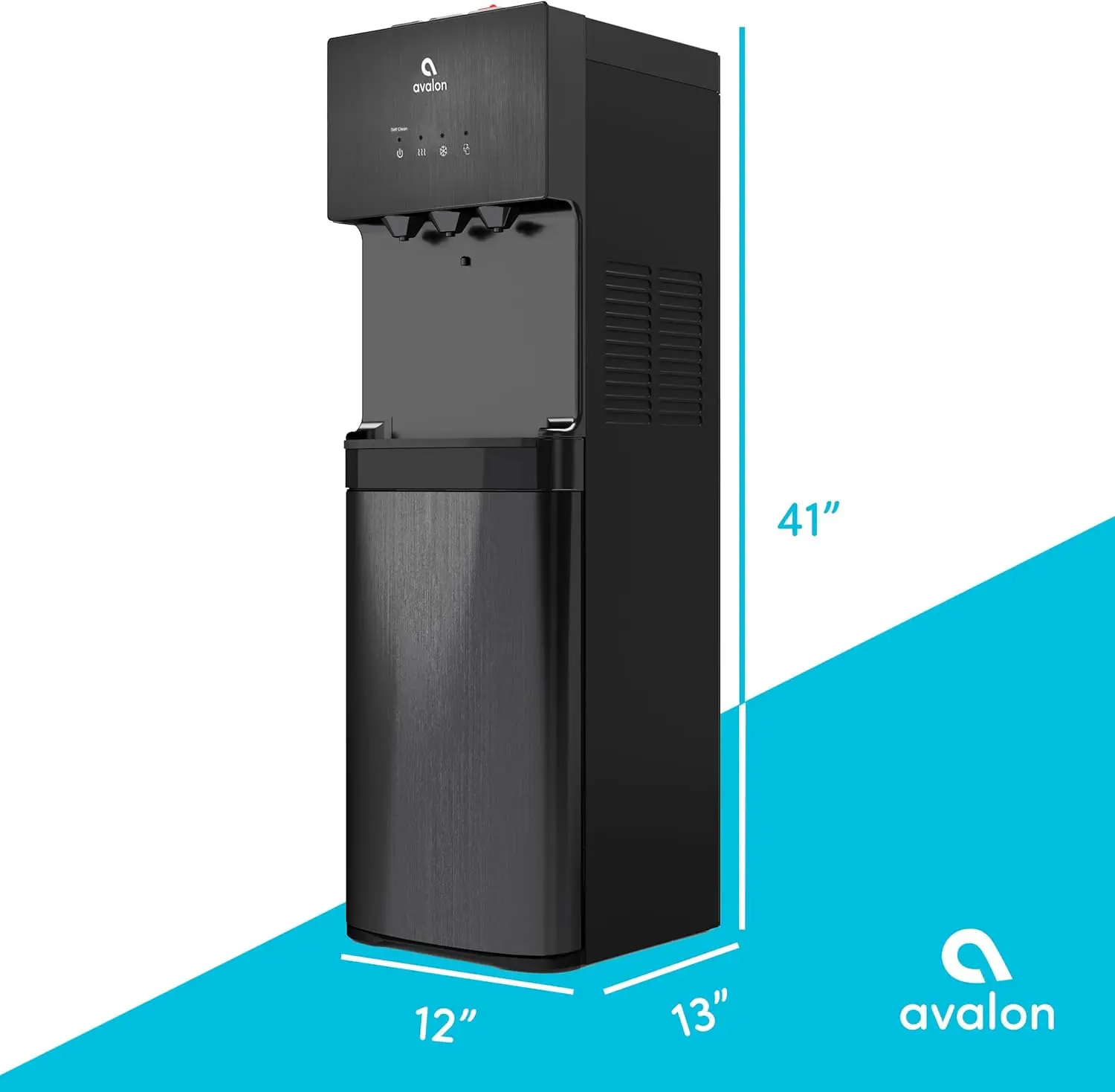 Self Cleaning Bottom Loading Water Cooler Dispenser, 3 Temperature-UL/Energy Star Approved-Black Stainless Steel, 5