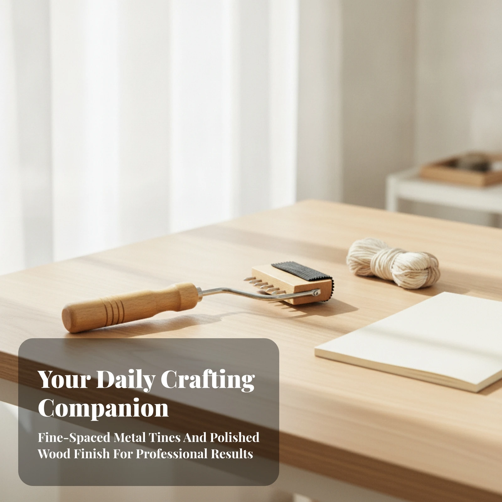 Textile Ribbon Combing Tool Hand-Operated Ribbon Combing Tool with Wooden Handle Textile Grooming Comb Secure Grip for Crafters