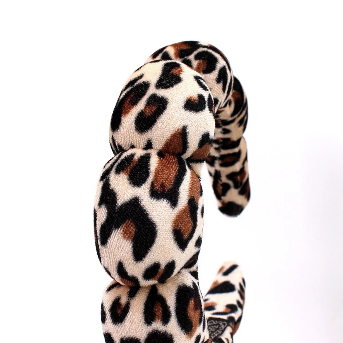 Leopardenmuster, Schwamm, Samt, Wolke, Blase, Twist-Stirnband, Haarschmuck für Frauen – Detail 6