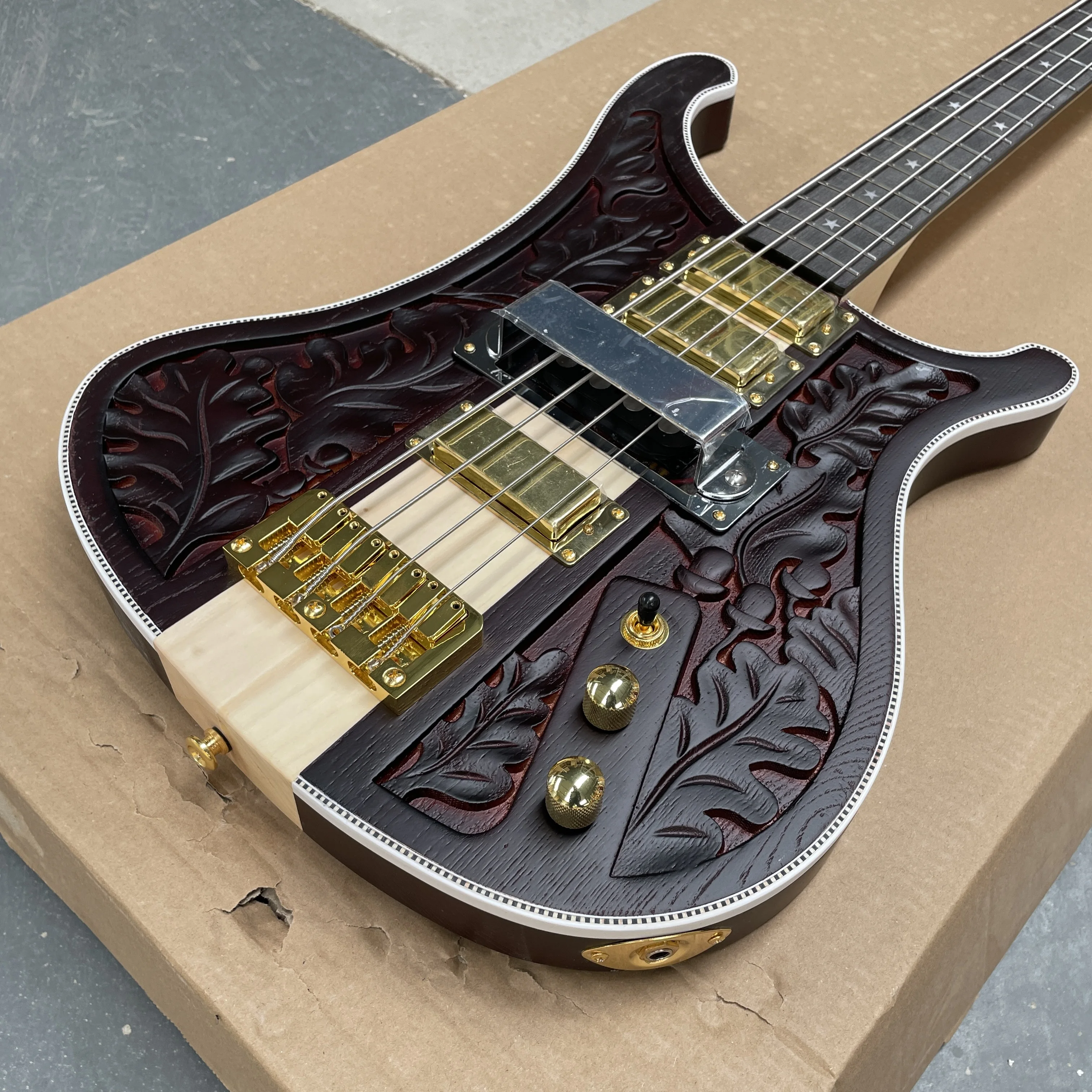 Professional grade carved pattern 4003 electric bass guitar, stable pickup system, gold hardware guitars, vintage rock guitarra