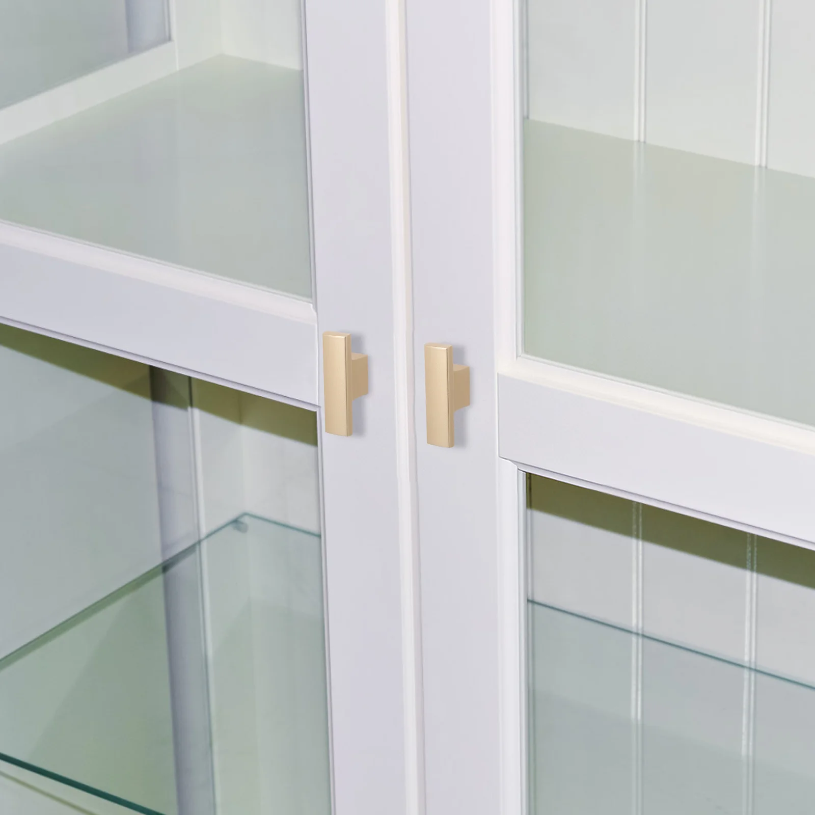 

2Pcs Gold Cabinet Door Handles Aluminum Alloy Metal Pulls Modern Style Decorative Hardware for Kitchen Bathroom Wardrobe