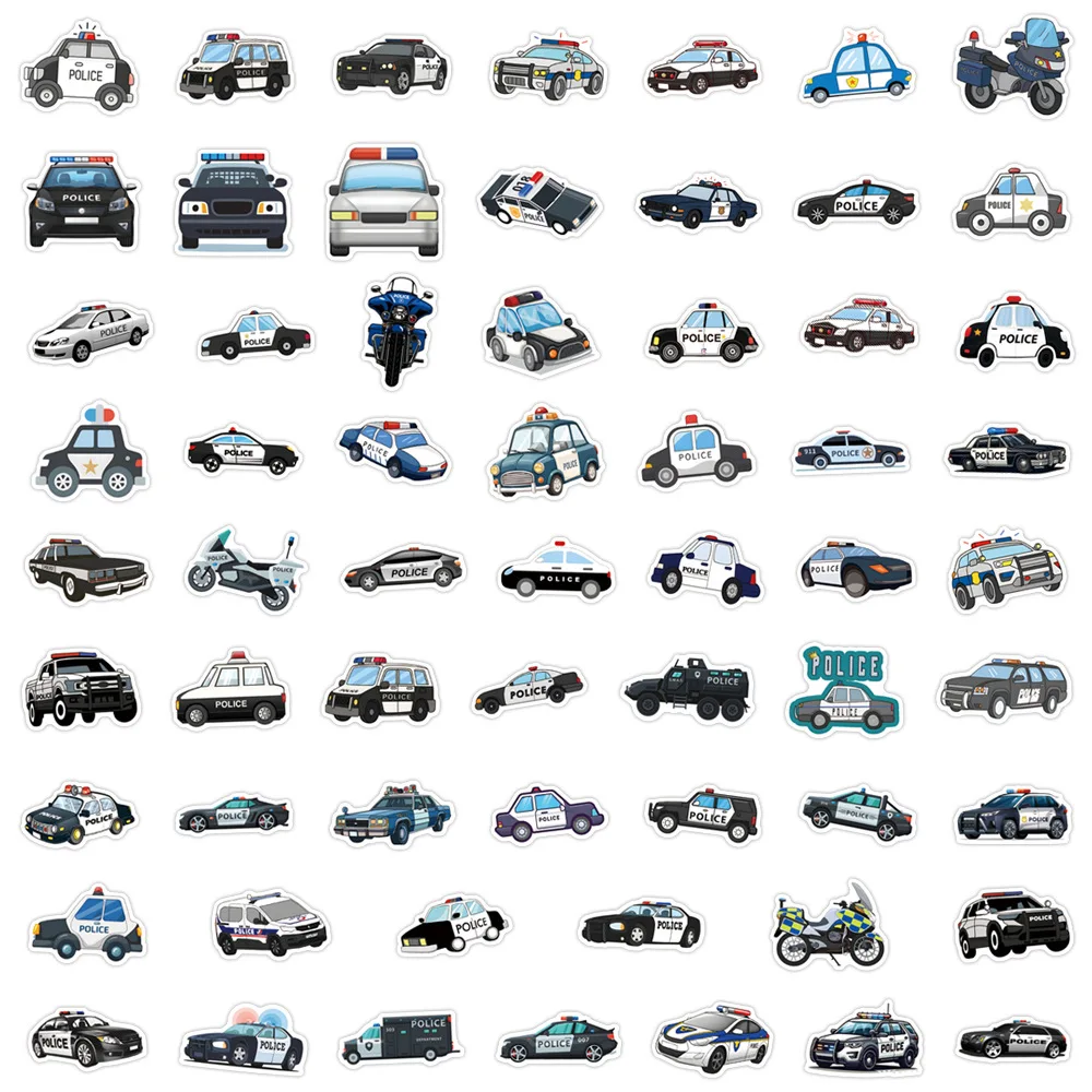 50 قطعة ملصقات سيارة الشرطة حفلة الشرطة ملصقات صناعة يدوية سكرابوكينغ الهاتف الأمتعة سكيت الشارات مقاوم للماء