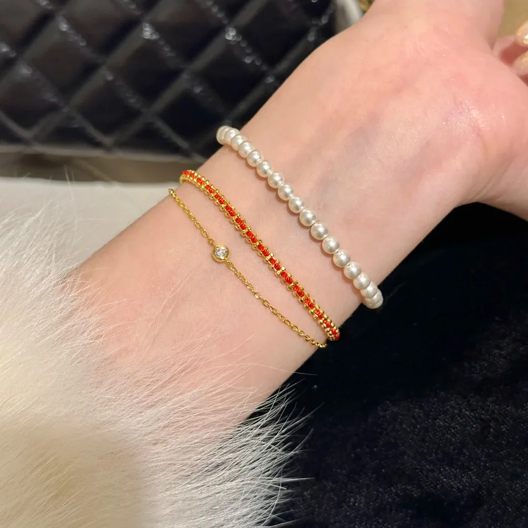 Foyimagination-Bracelets en ULrouge tressée pour femme, document doré porte-bonheur, accessoires exquis à portée de main, mode rétro, nouveau, 2025