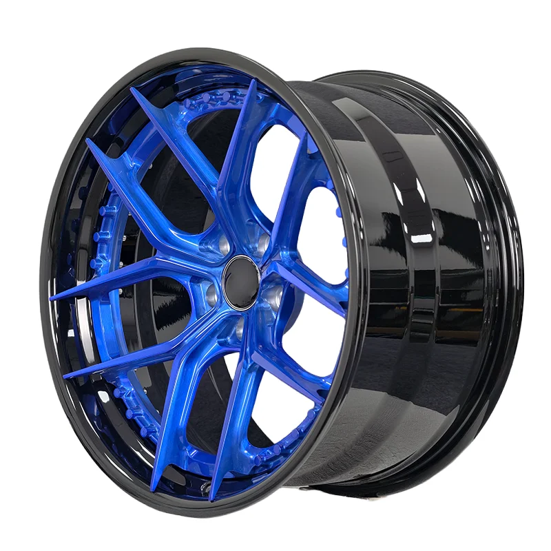 LSGZL Deep Lip Forged Wheels GLOSSY Lip BLUE FACE 2 Piece Custom  Forged Concave Wheels 5x11217 18 19 20 21Inch 5x114.3 5x120