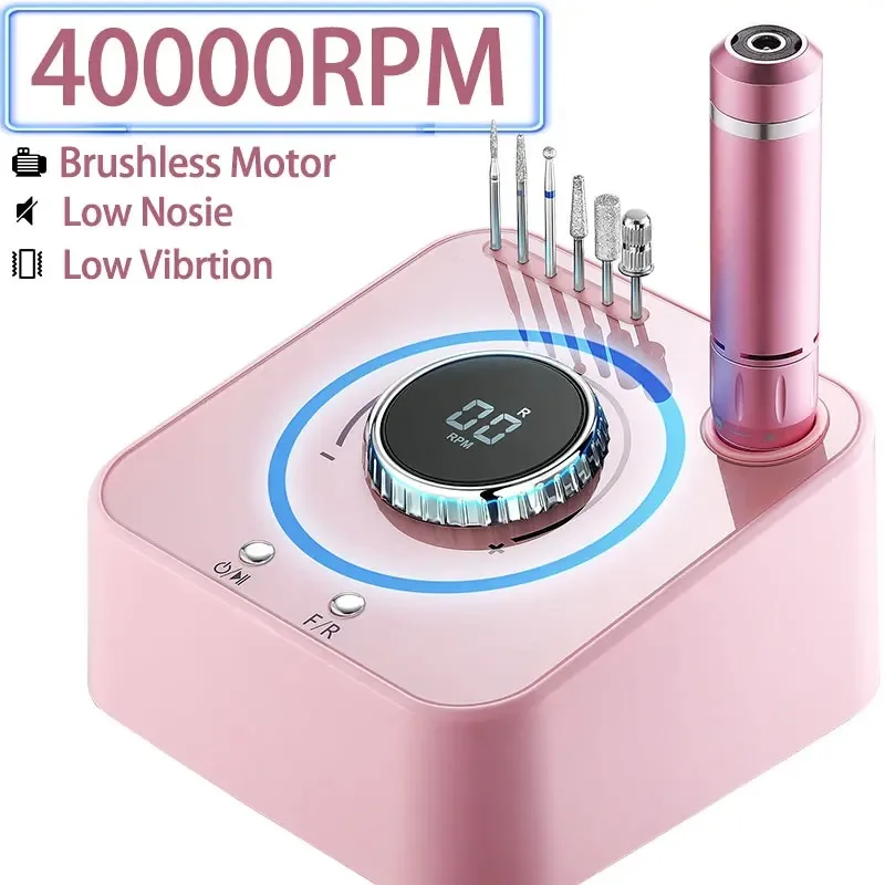 

40000RPM Nail Drill, Professional Benchtop nail sander manicure Set, Electric Nails File with Non-Slip Pedal and Grinding head