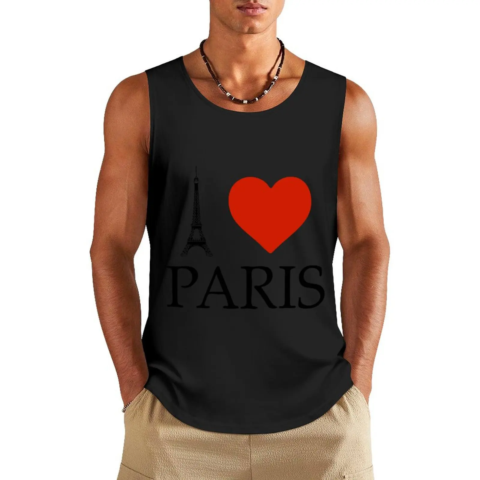 I-love-paris Tank Top male top Men's vest sports suits