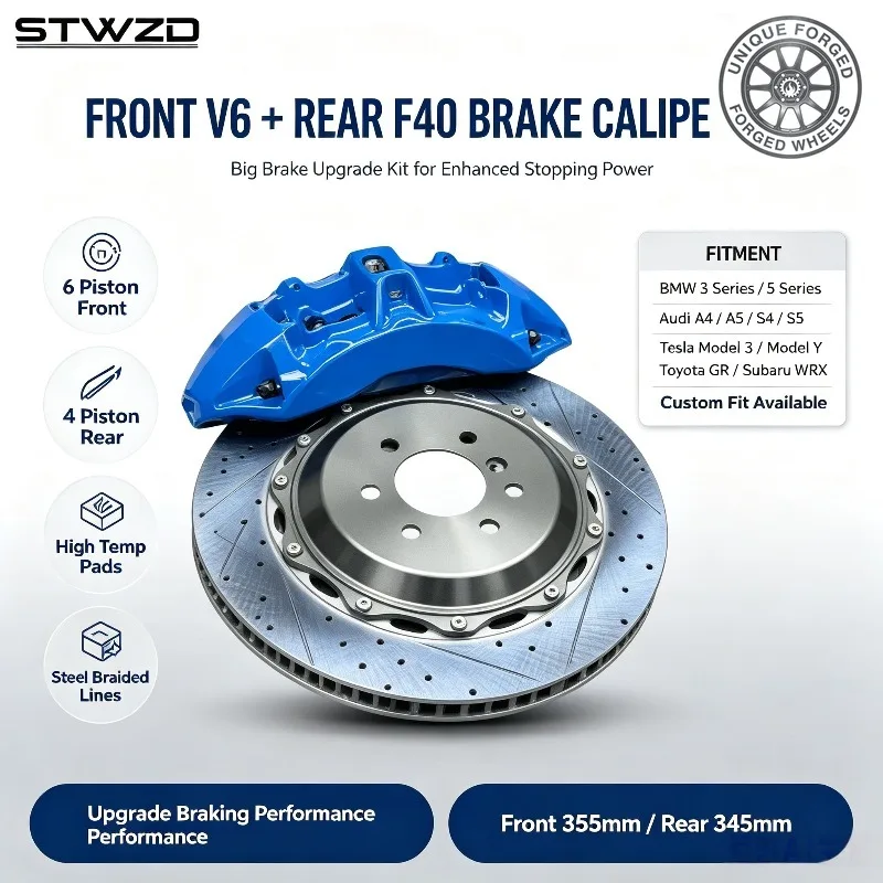 26 StyleFront V6 6 Pot Rear F40 4 Pot Brake Caliper Big Brake Kit For BMW 3 Series F30/G20 5 Series G30/F10 X3 G08/F25 4 Series