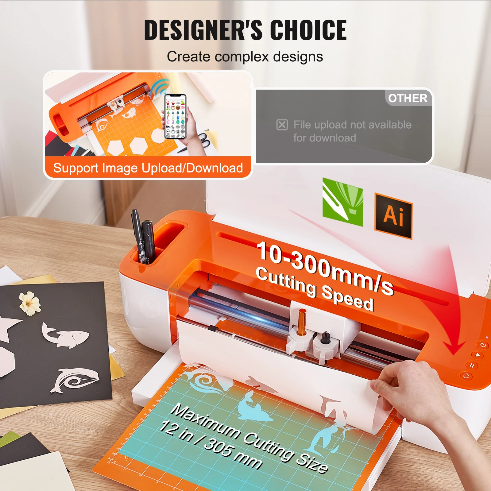 SucceBuy Vinyl Cutter Machine Computer Windows Software 3 Blades Penhouder 14 Inch 375 MM Max Papierinvoer Printer Snijplotter