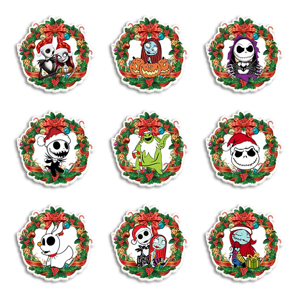 

10pcs/lot Christmas Wreath Nightmare Before Popular Resin Charms White Background Flatback For DIY Gothic Festive Decor