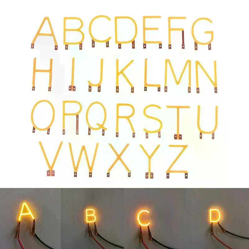 English Letter Filament COB LED Filament DC3V Candle Edison Yellow Diodes Party Decoration Light Accessories DIY