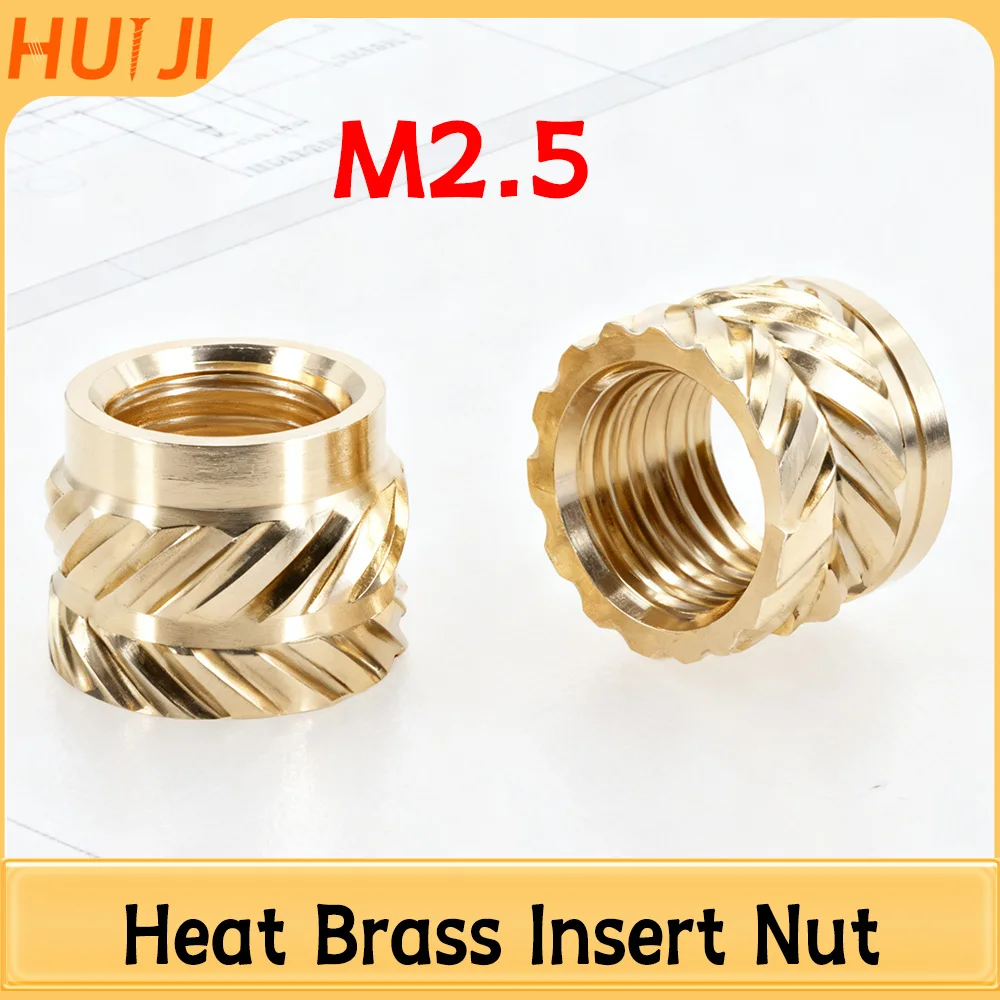 M2.5 Brass Heat Insert Nut Metric Thread Inserts Hot Melt Molding Injection Heating Embed Insertnut Nuts for 3d Printer Laptops