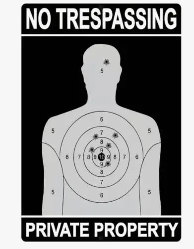 NO TRESPASSING METAL TIN SIGN NO TRESPASSING PRIVATE PROPERTY TARGET BULLET HOLE sign sign