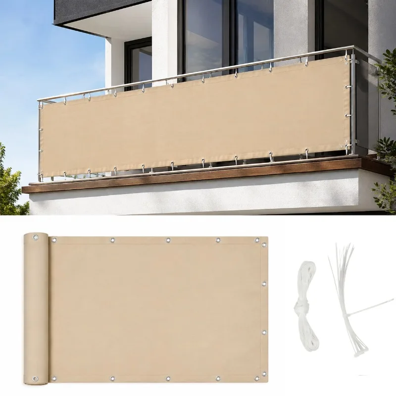 Balcony Fence Privacy Screen Waterproof Shade Cloth UV Block Sunshade Netting for Garden Apartment Porch Railing Outdoor Cover