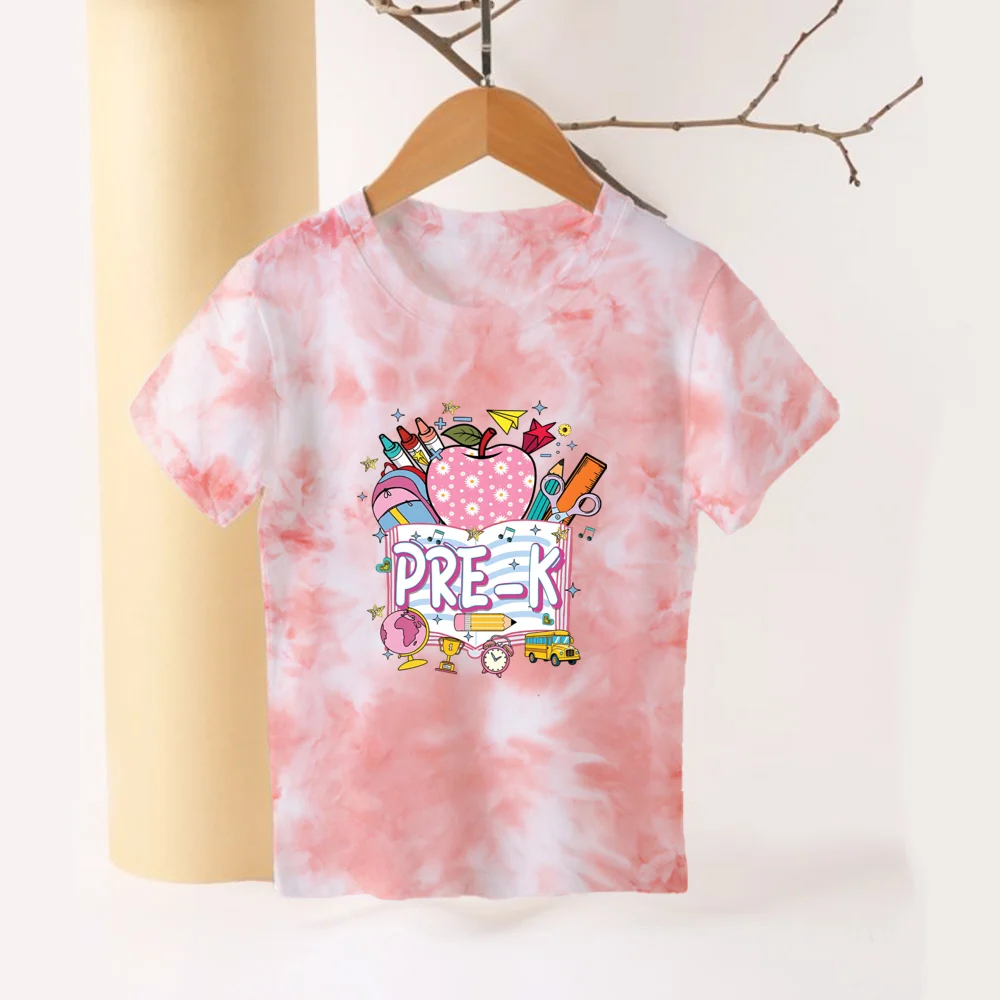 Pre-K Kids Shirt Kindergarten 1st/2nd Grade Children Tie Dye T-shirt Retro Back To School Toddler Tee Pre-k Youth Shirts