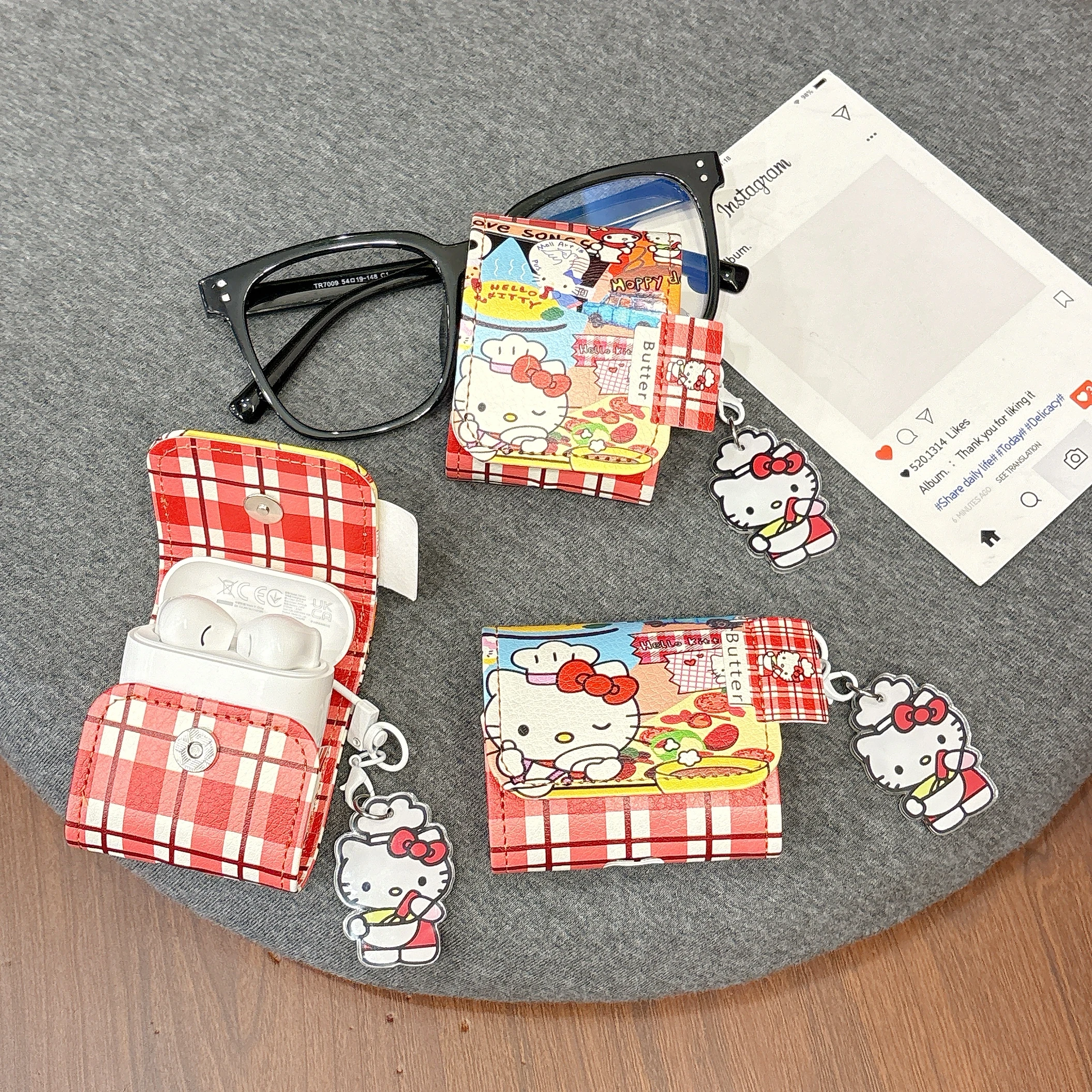 Leather Style Sanrio Hello Kitty Earphone Case For Airpods 4/2/3/1 Retro Style Anti-drop Protective Cover For Airpods Pro Pro2