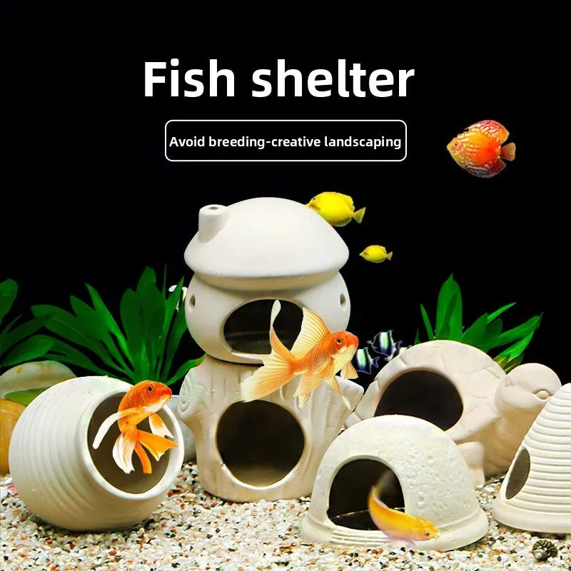

Fish tank landscaping decoration, fish spawning and breeding tank, small fish and shrimp, ceramic shelter