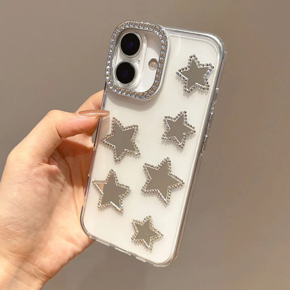 حافظة لهاتف آيفون 11 12 13 14 15 16 برو ماكس شفافة من الأكريليك الصلب بلينغ آيفون غطاء من البولي يوريثان الحراري