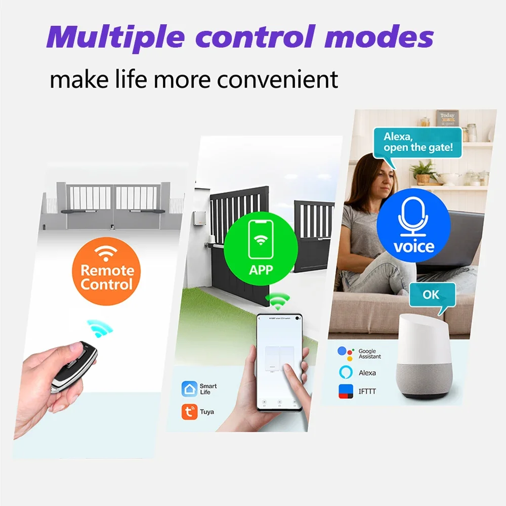 RF Wireless remote control switch TUYA WiFi smart home DC12V 24V 48V 2CH dry contact relay for Garage Light Surveillance camera