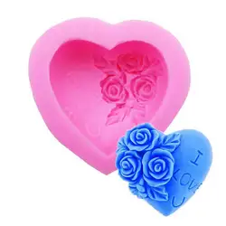 3D Love Heart Rose Flower Silicone Soap Mold Handmade Candle Making Mold Diy Chocolate Cake Decoration Baking Tools Home Gifts