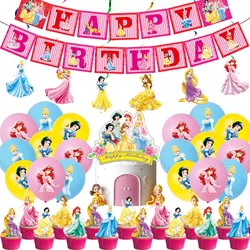 Disney Princess Happy Kids Girls Birthday Party Decoration Set Party Supplies Cup Plate Banner Hat Straw