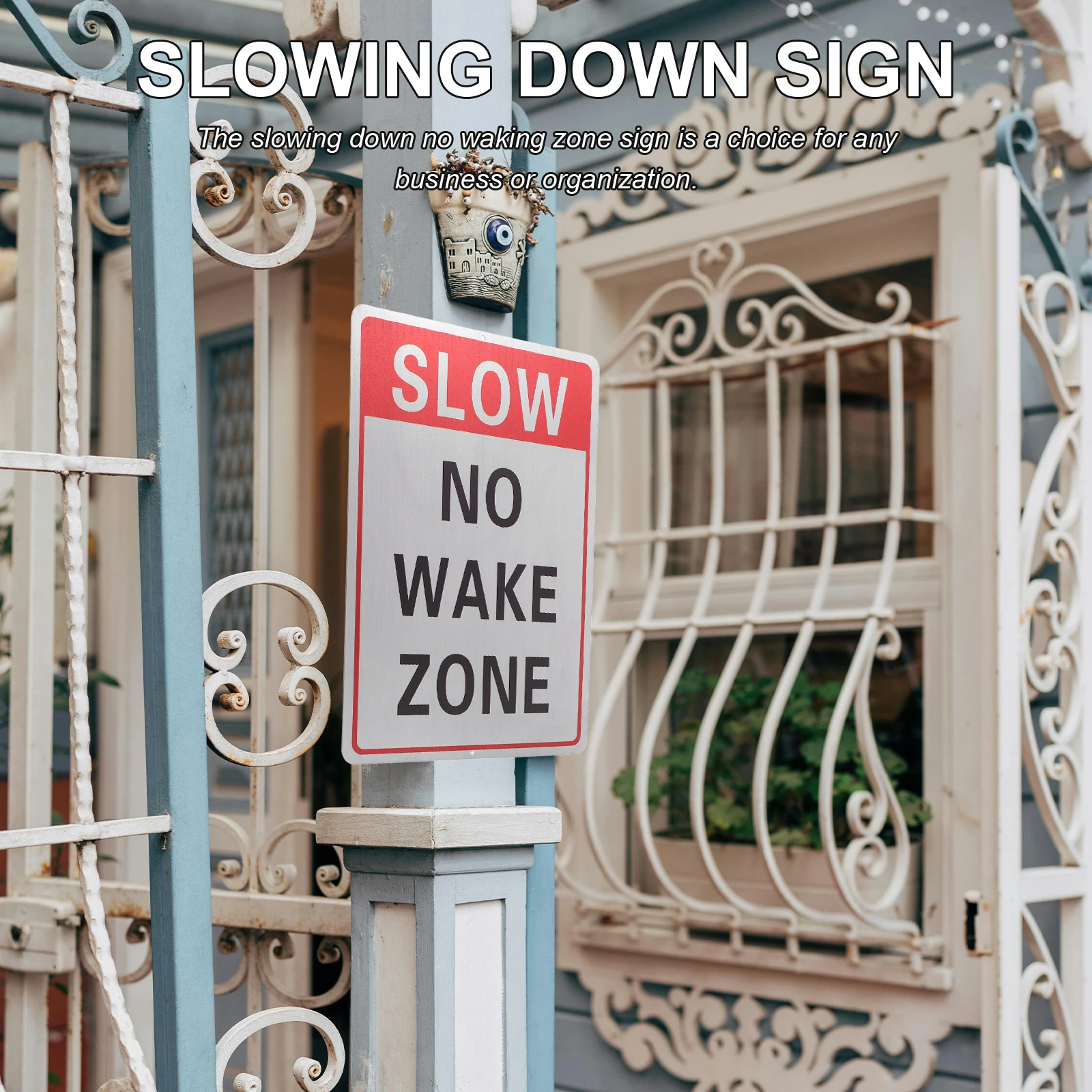 Slowing No Waking Zone Sign Aluminum Reflective Outdoor Traffic Safety Sign Weather Resistant Parking Lot Use