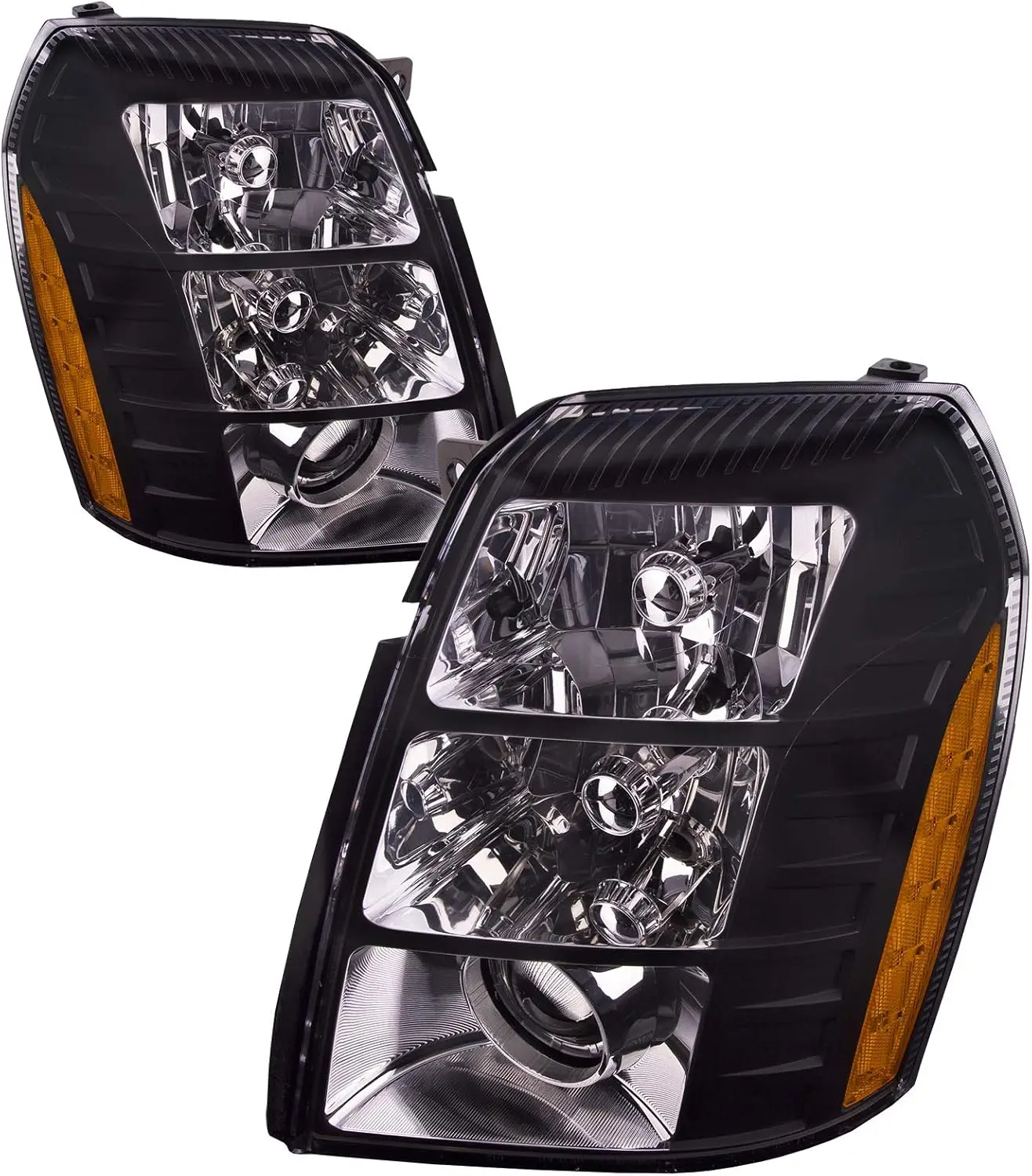 HID Headlights for Cadillac Escalade ESV EXT 2007-2014, Black Housing, Driver Side Left & Passenger Side Right Headlamps Include