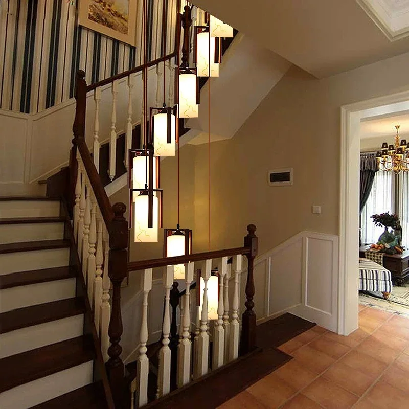 

Luxury Imitation Marble LED Hanging Pendant Light for Villa Living Room Modern Interior Home Decoration