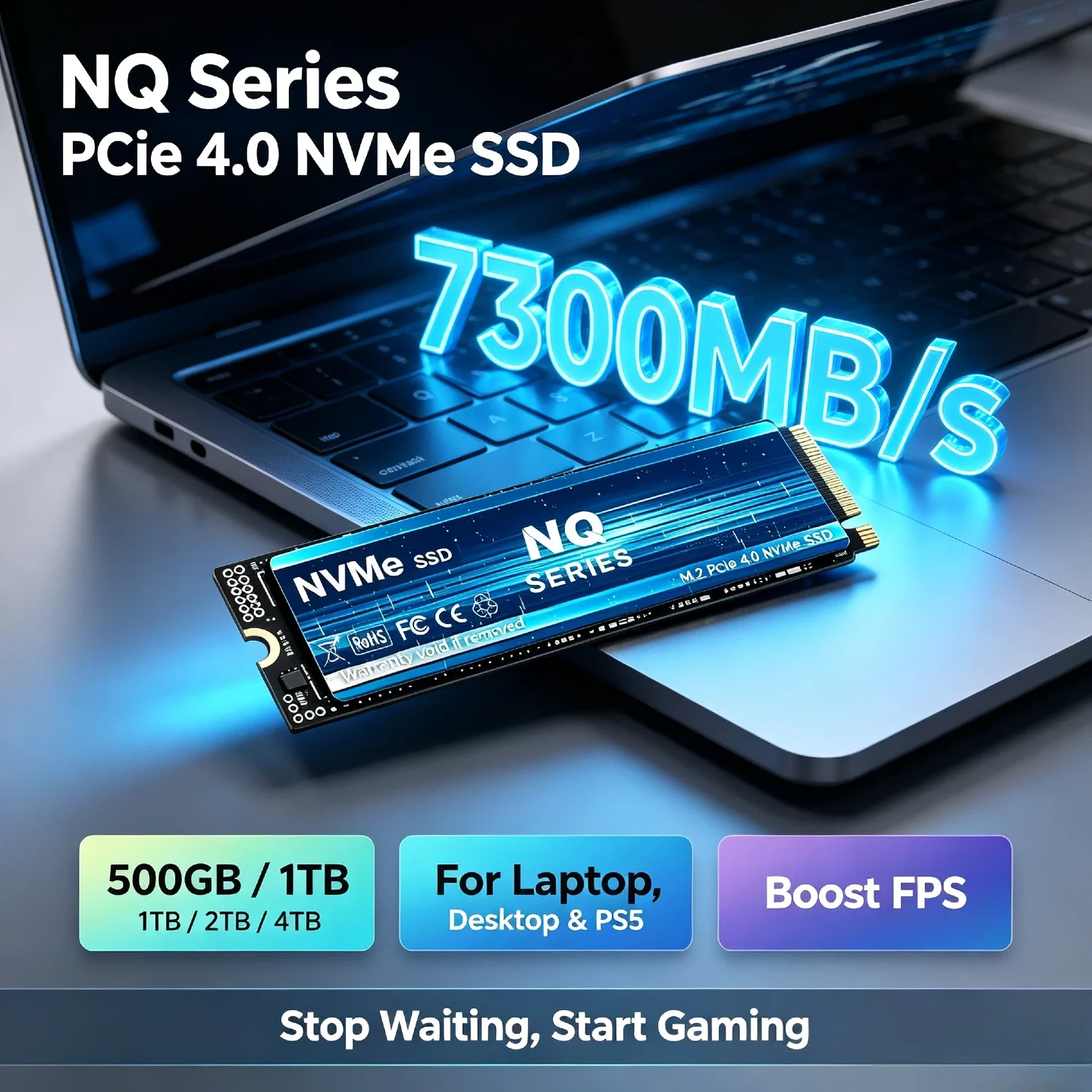 Unleash the Beast Within Your PC with NQ Series PCIe 4.0 NVMe M.2 SSD 7300MB/s – 4TB Internal Storage for Gamers & Creators