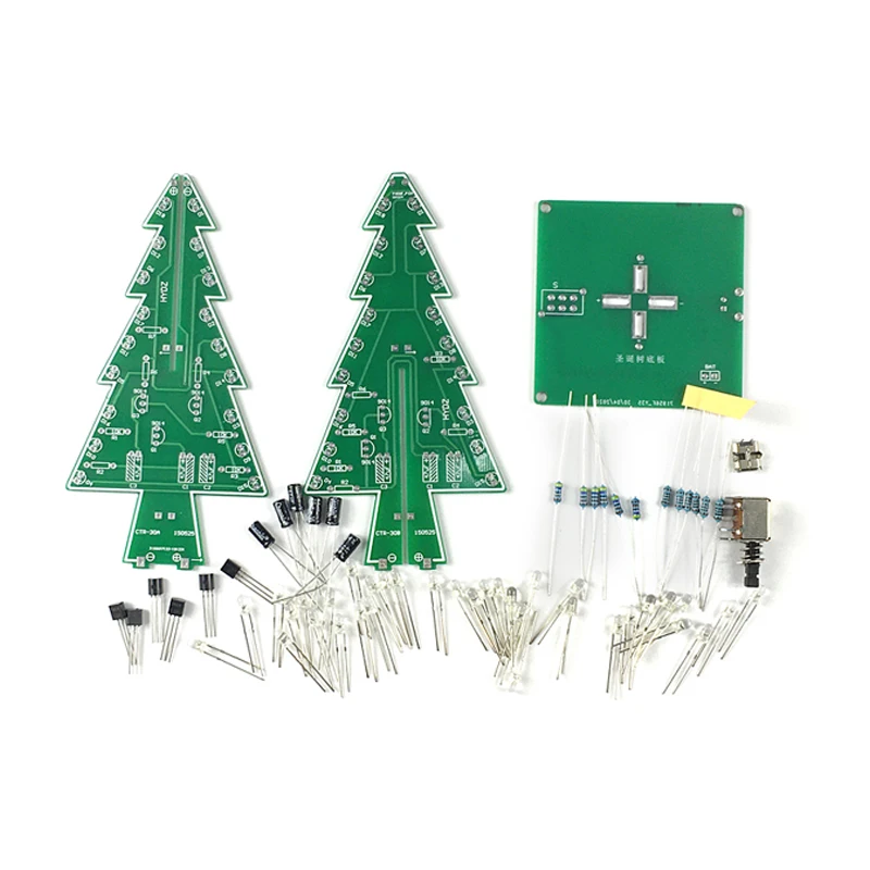 3D Colorful Christmas Tree Production Kit DIY Electronic Kit LED Running Light Flashing Electronic Component Fun Suite Soldering