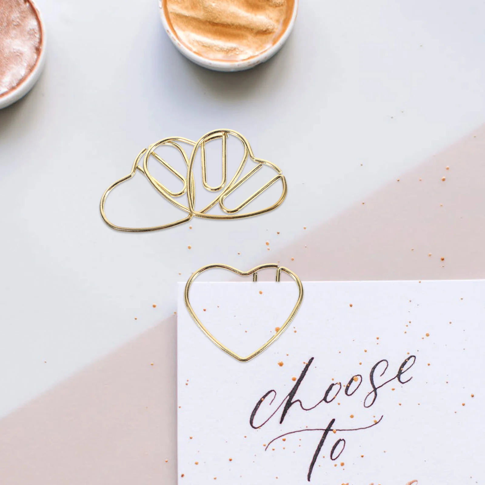 50 Pcs Wedding Decorations Tiny Paper Clips Heart Shaped Paperclips Decorate Fun Metal Modeling