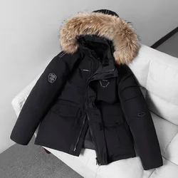Men's Thermal Down Jacket Thick Puffer Jacket Men Coat High Quality Overcoat Winter Parka Men 90% White Duck Down Removable Cap