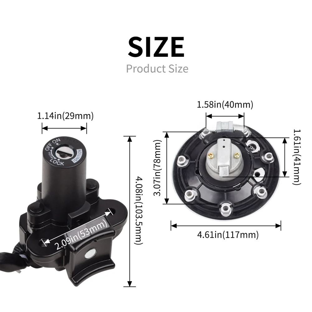 For Motorcycle Front Lock Ignition Switch Kit Key Cylinder Set Plastic And Metal Front Placement Easy Installation