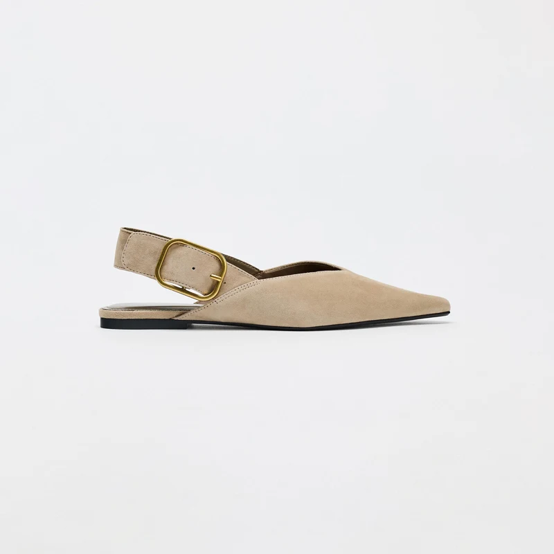 

Sexy Pointed Toe Flat Roman Sandals Women's Bule Mules Retro Head Cover Mules Comfortable Breathable Faionable Summer oes