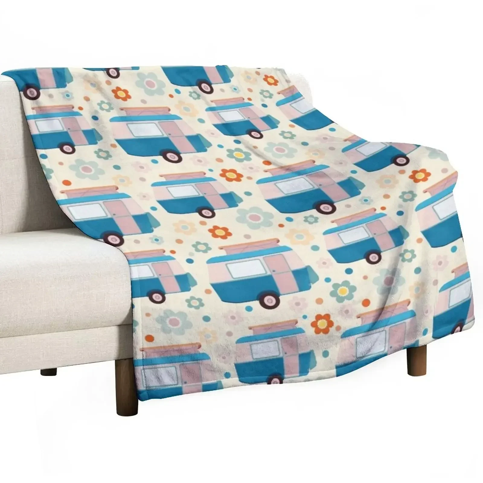 Bright Daisy Dot Vintage Caravan Pattern Throw Blanket Plush Polar Sofa Throw wednesday Blankets