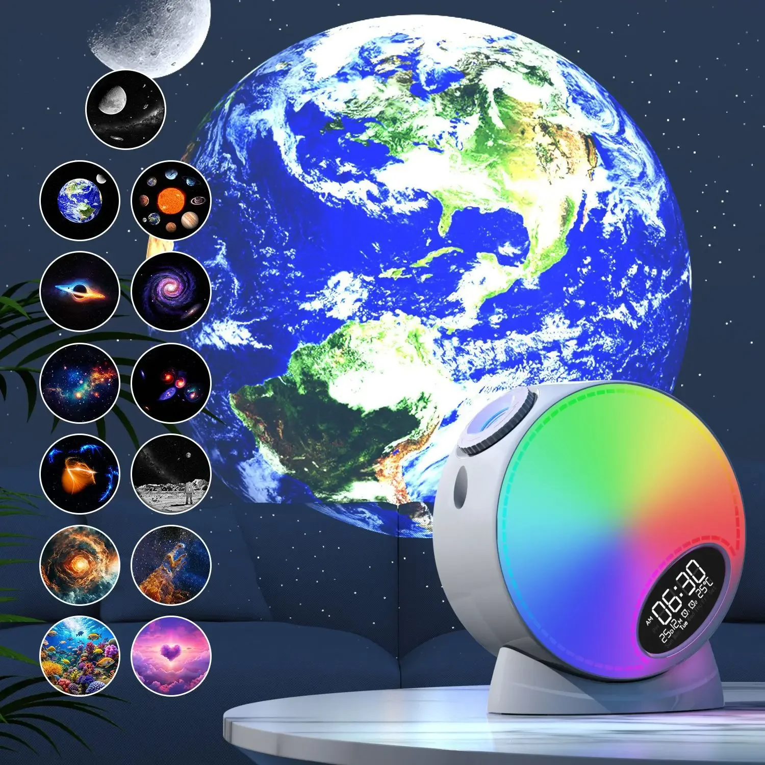 

13 in 1 Planetarium Projector Night Light Galaxy Star Projector with Clock Display Bluetooth Spaker and Sleep-Aiding White Noise