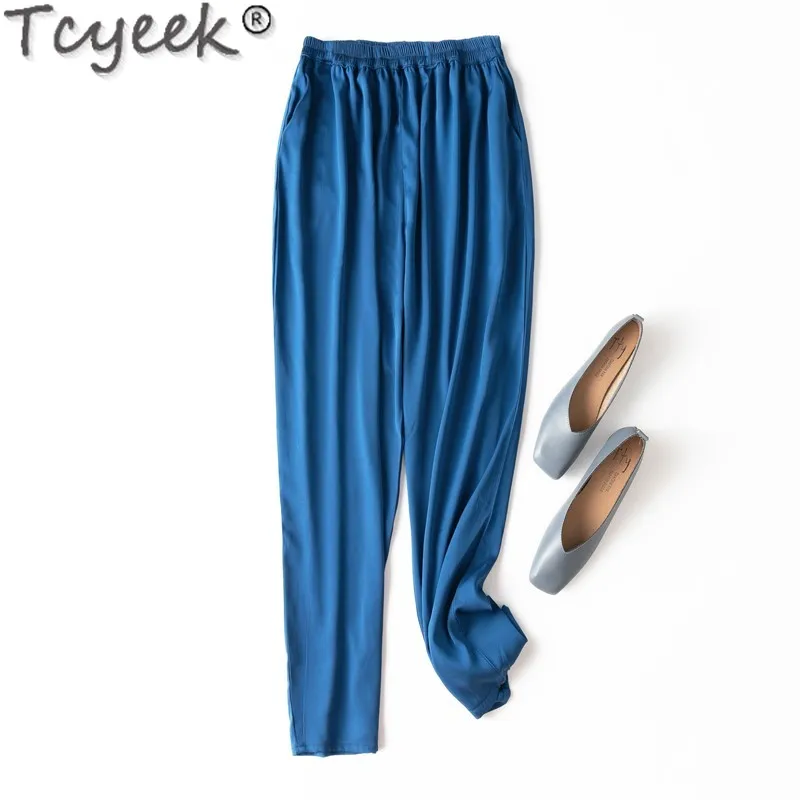 

Tcyeek 20MM 93% Mulberry Silk Pants Womans Clothing Summer Streetwear Harem Pants Women Long Casual Trousers Pantalones Mujer