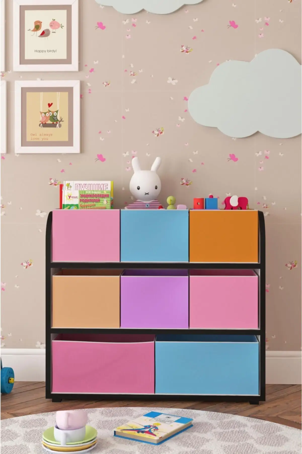 Mewah 8 Kotak 2 Rak Multi-tujuan Warna Kabinet