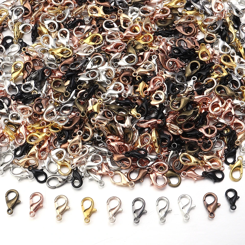 30-50Pcs/Lot Zinc alloy Lobster Clasp Hooks Chain Connectors For DIY Bracelet Necklace Jewelry Making Supplies Accessories