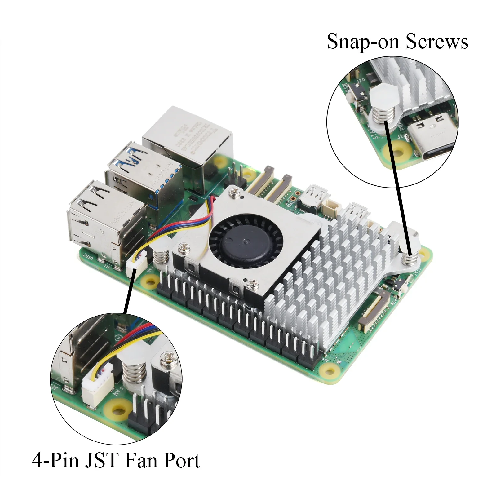 1×Official Raspberry Pi Active Cooler Fan Anodized Aluminum Heatsink Silver DC 5V Support PWM Speed Control For Raspberry Pi 5